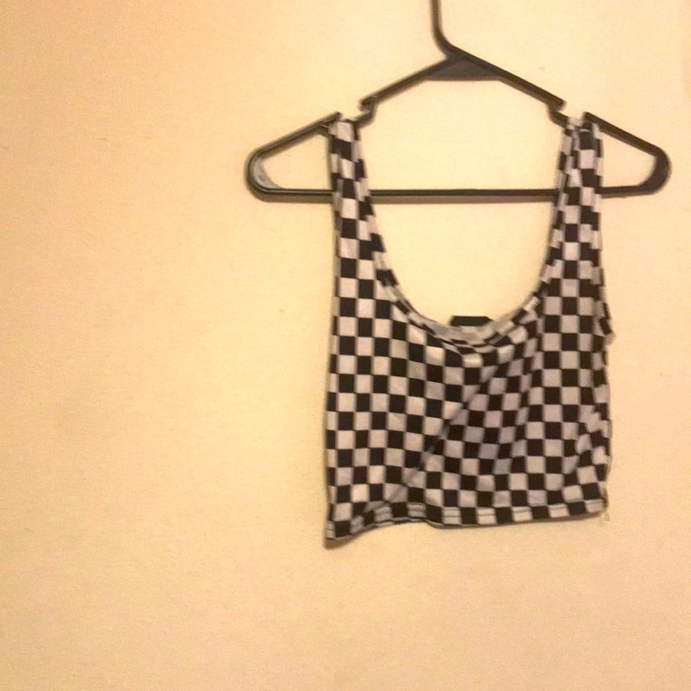 shein checkerprint crop top